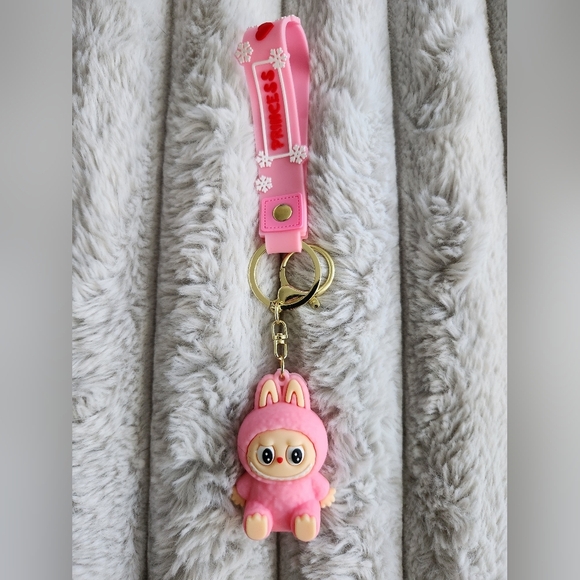Cute Labubu Blue And Pink Keychains with Lanyards - Picture 3 of 8